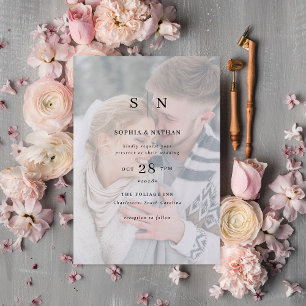 Minimal und Chic   Ihr Foto mit Overlay Wedding Einladung