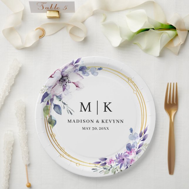 Minimal und Chic Lila | Hochzeit Pappteller (Hochzeit)