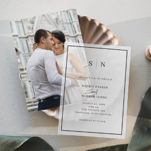 Minimal und Chic Monogram Black Border Wedding