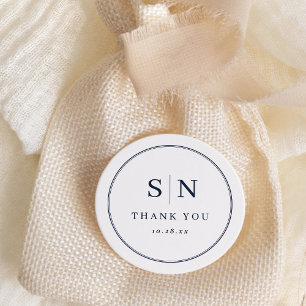 Minimal und Chic   Monogramm für die Hochzeit von  Runder Aufkleber