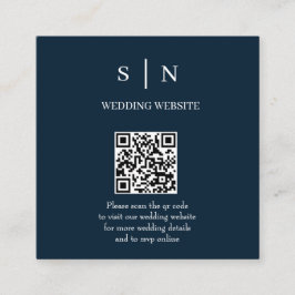 Minimal und Chic | Navy Blue and White QR Code Begleitkarte