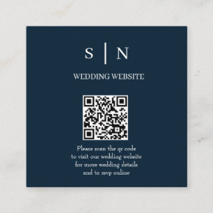 Minimal und Chic   Navy Blue and White QR Code Begleitkarte