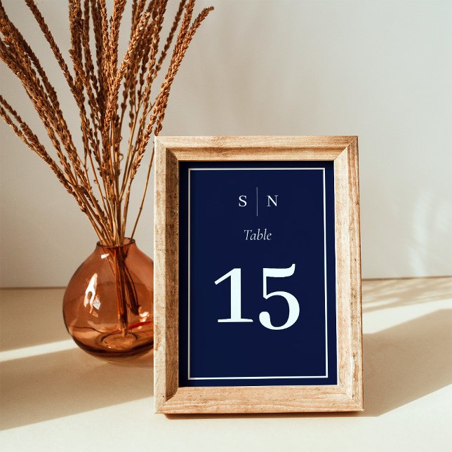 Minimal und Chic | Navy Blue mit Grenzhochzeit Tischnummer (Von Creator hochgeladen)