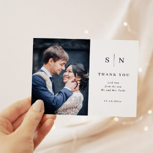 Minimal und Chic Navy   Foto Wedding Vielen Dank Postkarte
