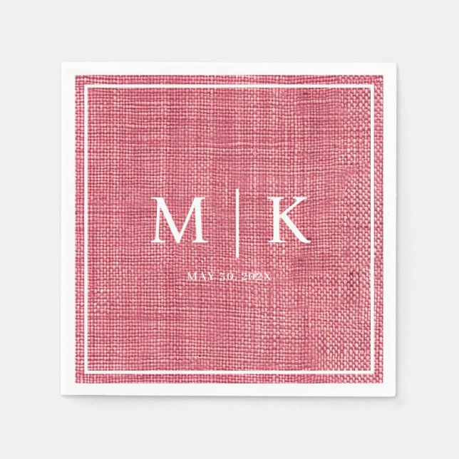 Minimal und Chic | Pink Denim Fabric Wedding Serviette (Vorderseite)