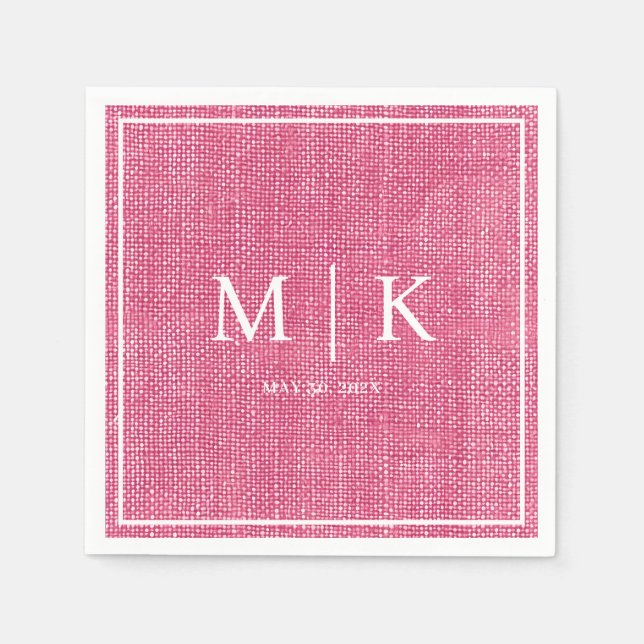 Minimal und Chic | Pink Denim Fabric Wedding Serviette (Vorderseite)