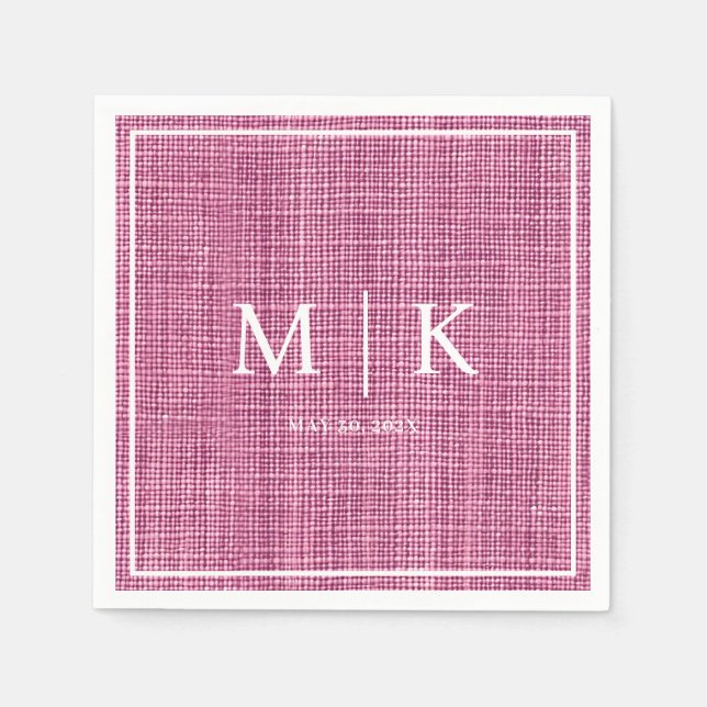 Minimal und Chic | Pink Denim Fabric Wedding Serviette (Vorderseite)