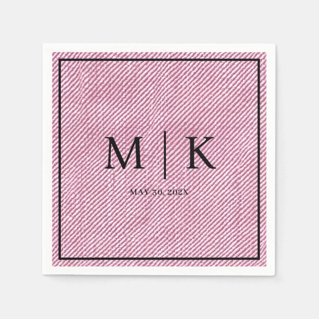 Minimal und Chic | Pink Denim Fabric Wedding Serviette (Vorderseite)