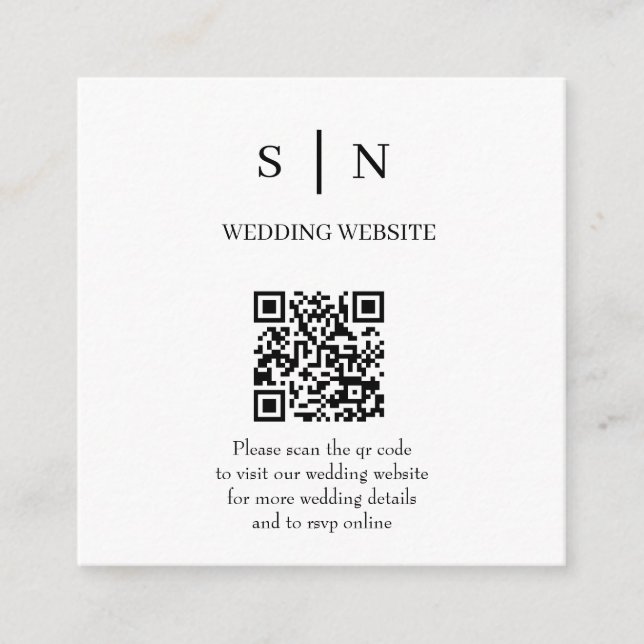 Minimal und Chic | QR-Code Weiß und Schwarz Begleitkarte (Vorderseite)