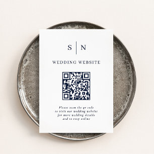 Minimal und Chic   QR-Hochzeit in Weiß und Marine Begleitkarte