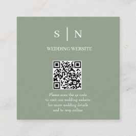 Minimal und Chic | Sage Green and White QR Code Begleitkarte