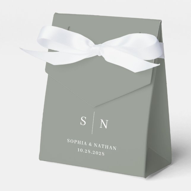 Minimal und Chic | Sage Green and White Wedding Geschenkschachtel (Vorderseite)