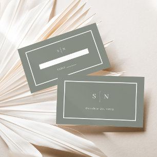 Minimal und Chic Sage Green Wedding Flat Platzkarte