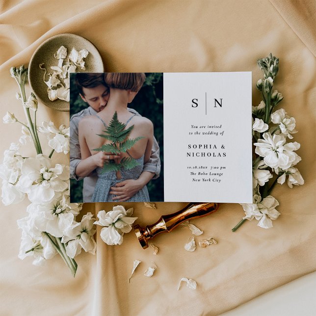 Minimal und Chic | Schwarz-Weiß-Foto-Hochzeit Einladung (Von Creator hochgeladen)