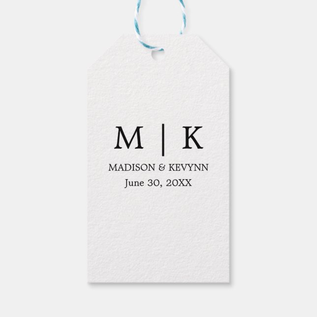 Minimal und Chic | Schwarz-Weiß-Hochzeit Geschenkanhänger (Rückseite)