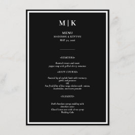 Minimal und Chic | Schwarz-Weiß-Hochzeit Menükarte
