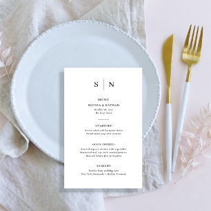Minimal und Chic Schwarz-Weiß-Hochzeitsmenü Flyer