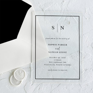 Minimal und Chic   Schwarze Grenzhochzeit Acryleinladungen