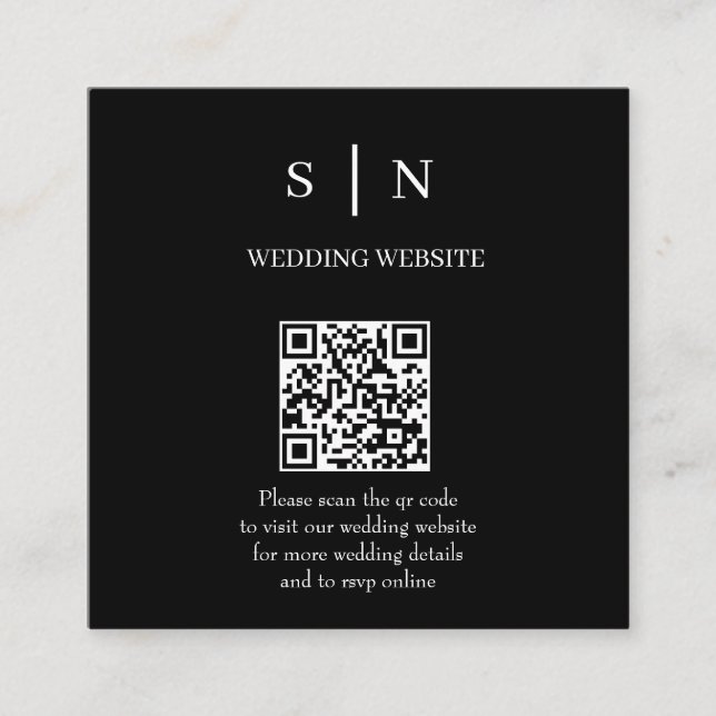 Minimal und Chic | Schwarzer/weißer QR-Code Begleitkarte (Vorderseite)