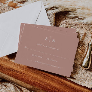 Minimal und Chic   Terracotta und White Wedding RSVP Karte