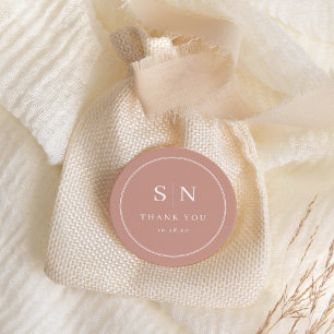 Minimal und Chic   Terracotta Wedding Monogram Runder Aufkleber