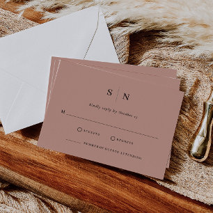Minimal und Chic   Terracotta Wedding RSVP Karte