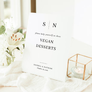 Minimal und Chic Vegane Desserts Hochzeiten Sockelschild