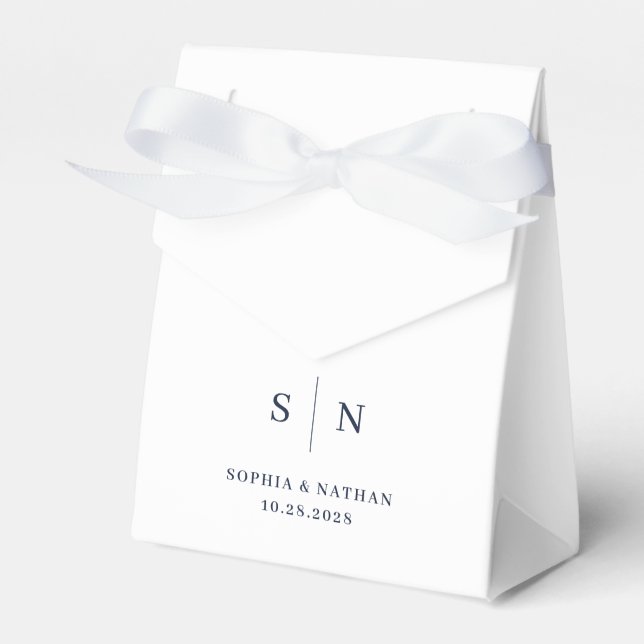 Minimal und Chic | White and Navy Blue Wedding Geschenkschachtel (Vorderseite)