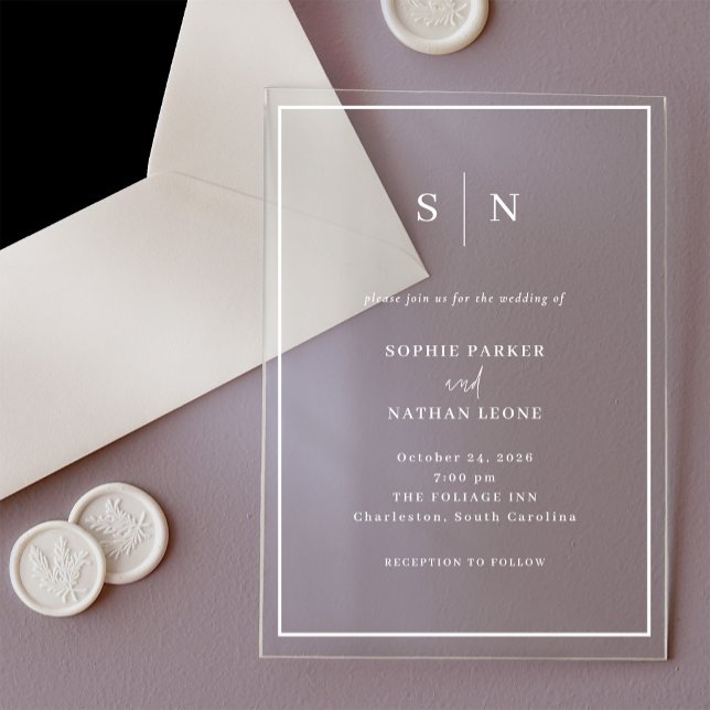Minimal und Chic | White Border Wedding Acryleinladungen (Von Creator hochgeladen)