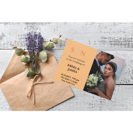 Minimal und ChicDusty Blue Zwei-Foto Hochzeit Einladung