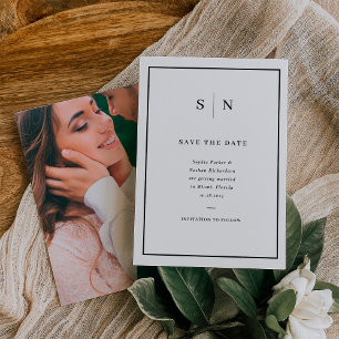 Minimal und schick Schwarz und Weiß Grenze und Fot Save The Date
