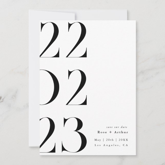 Minimal und schick, schwarz und weiß Save the Date Einladung (Vorderseite)