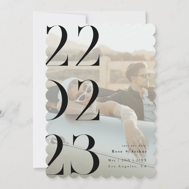 Minimal und schick, schwarz und weiß Save the Date Einladung (Vorderseite)