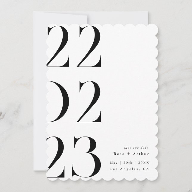 Minimal und schick, schwarz und weiß Save the Date Einladung (Vorderseite)