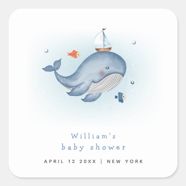 Minimal unter der Wiese Nautica Babydusche Quadratischer Aufkleber (Vorderseite)
