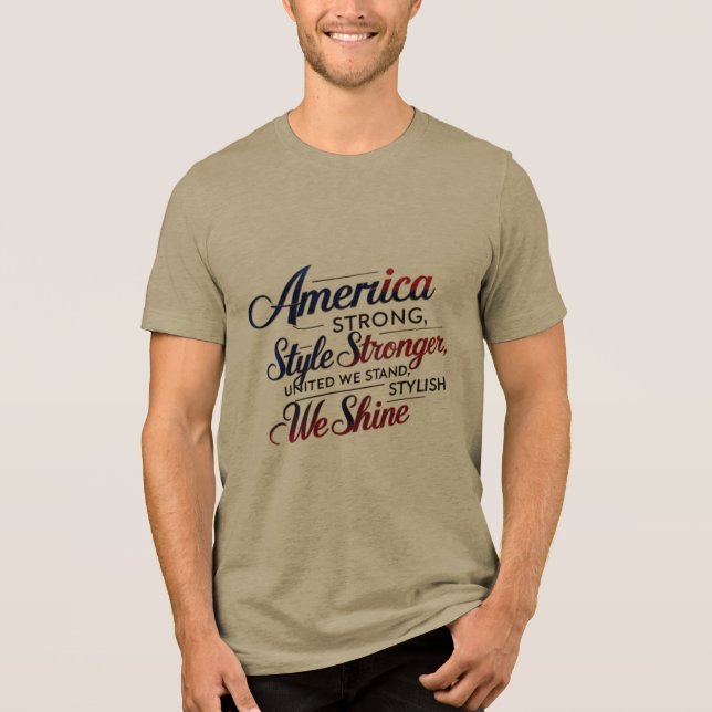 Minimal USA Pride T-Shirt - Amerika Strong, Style  Tri-Blend Shirt (Vorderseite)