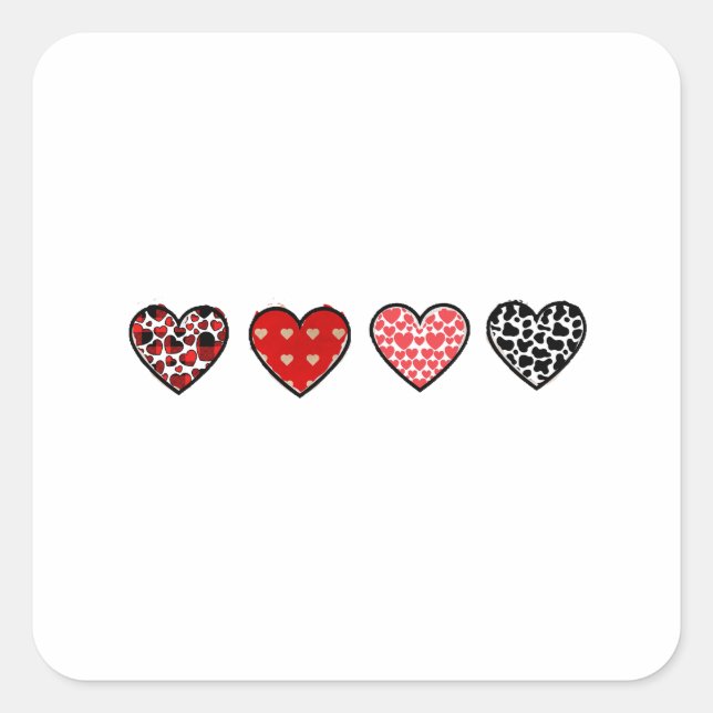 minimal valentine hearts / “cute love pattern” quadratischer aufkleber (Vorderseite)