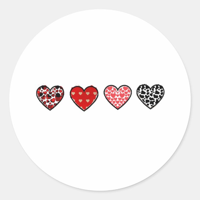 minimal valentine hearts / “cute love pattern” runder aufkleber (Vorderseite)