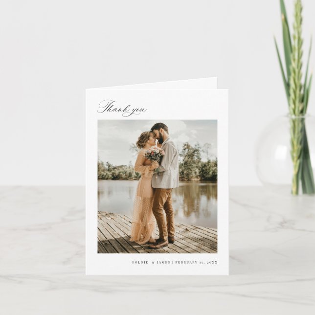 Minimal Vielen Dank für Ihr Hochzeitsticket Foto N Dankeskarte (Vorderseite)