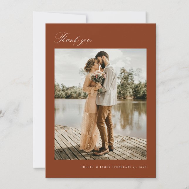 Minimal Vielen Dank für Ihre Hochzeitskarte für Fo Dankeskarte (Vorderseite)