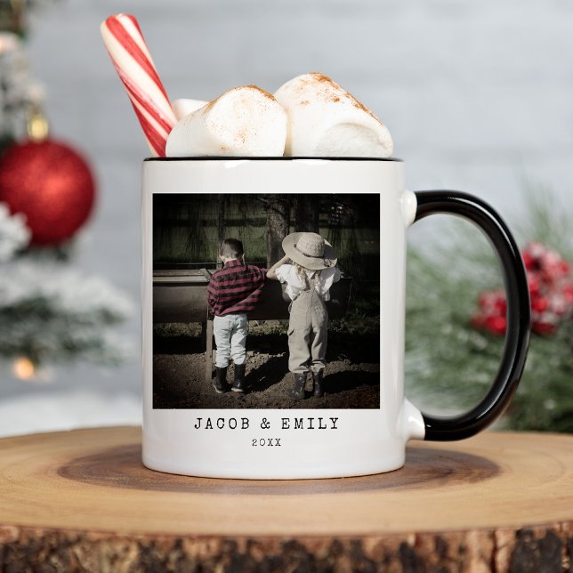 Minimal Vintag Ein Foto Personalisiert Weihnachten Kaffeetasse (Von Creator hochgeladen)