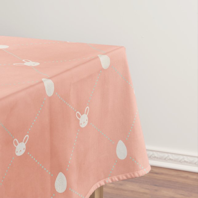 Minimal Vintage Bunny Eggs Pastel Peach Oaster Tischdecke (Beispiel)