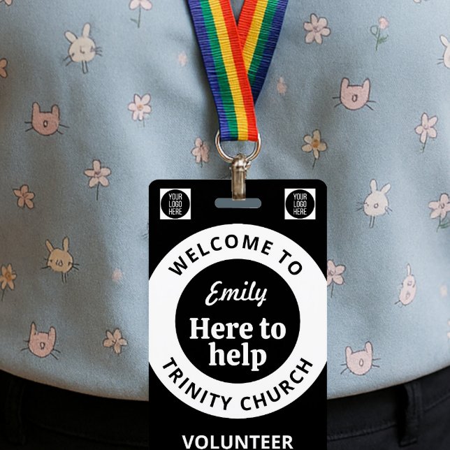 Minimal Volunteer Lanyard Badge Logo & QR code (Créateur téléchargé)