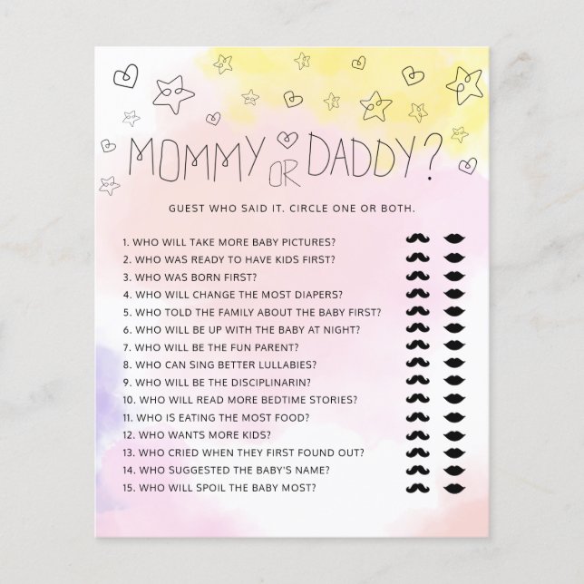 Minimal Wasserfarbe Rosa Mommy oder Daddy Baby Dus (Vorderseite)