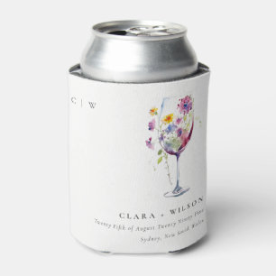 Minimal Wasserfarben Blumenwein Hochzeit Dosenkühler