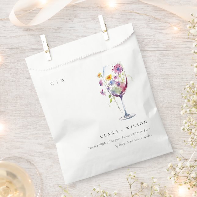Minimal Wasserfarben Blumenwein Hochzeit Geschenktütchen (Ausgeschnitten)