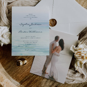 Minimal Watercolor Beach Einladung zur Hochzeit