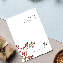 Minimal Watercolor Berry Fir Weihnachten Einladung