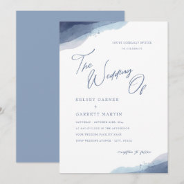 Minimal Watercolor Dusty Blue Calligraphy Wedding Einladung