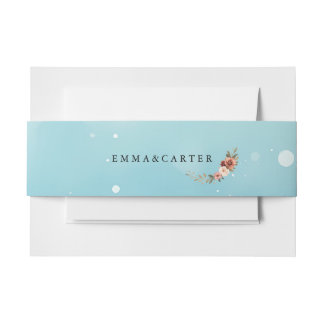 Minimal Watercolor Ocean Blue Wedding Einladungsbanderole